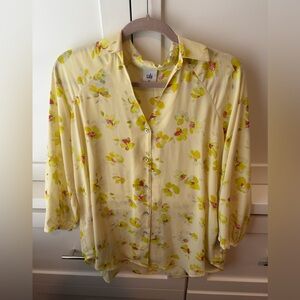 NWOT Cabi Light Yellow Floral Button-Up Blouse - XS